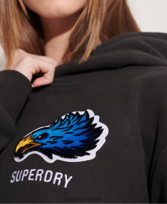 il Superdry נשים קפוצ'ון אוברסייז של פרנצ'ייז מודרני שָׁחוֹר 4LX2Z3453 הַלבָּשָׁה