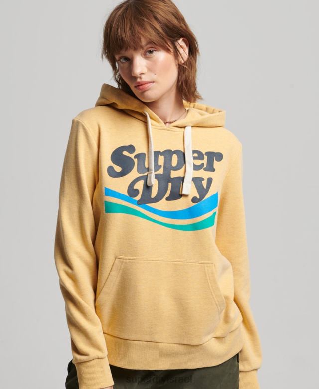 il Superdry נשים קפוצ'ון עם לוגו גרפי קשת צהוב 4LX2Z3454 הַלבָּשָׁה