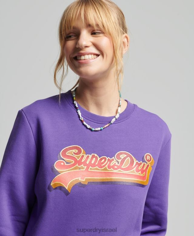 il Superdry נשים סווטשירט צוות עונתי לוגו וינטג' סָגוֹל 4LX2Z3460 הַלבָּשָׁה