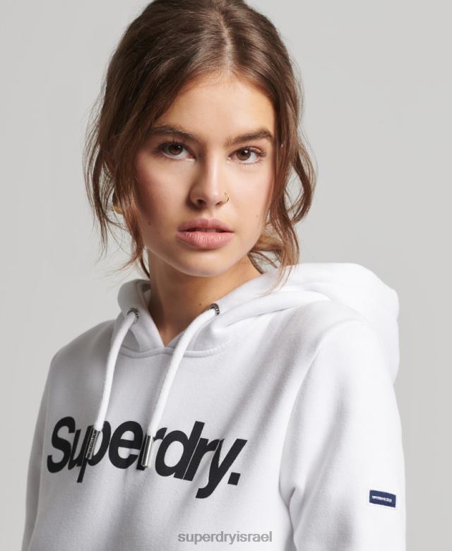 il Superdry נשים קפוצ'ון לוגו ליבה לבן 4LX2Z3466 הַלבָּשָׁה