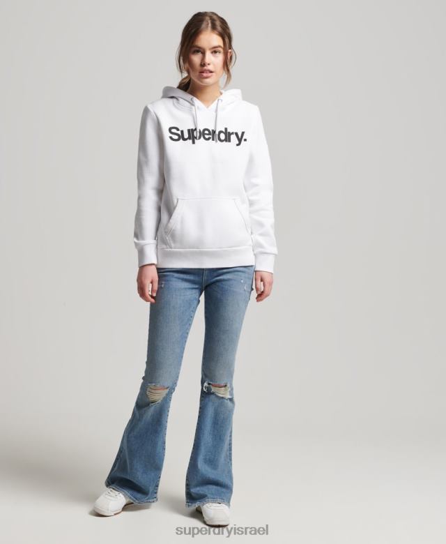 il Superdry נשים קפוצ'ון לוגו ליבה לבן 4LX2Z3466 הַלבָּשָׁה