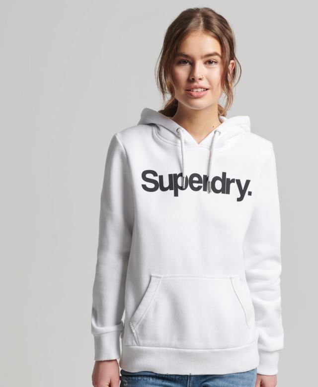 il Superdry נשים קפוצ'ון לוגו ליבה לבן 4LX2Z3466 הַלבָּשָׁה