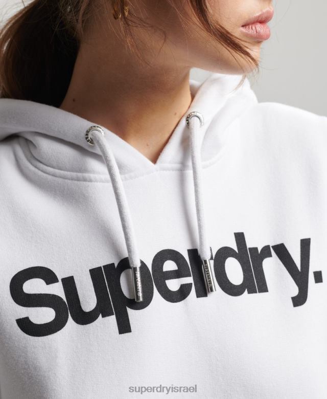 il Superdry נשים קפוצ'ון לוגו ליבה לבן 4LX2Z3466 הַלבָּשָׁה