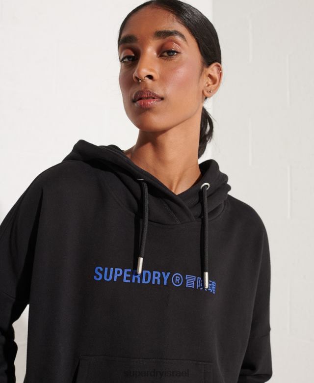 il Superdry נשים שיתוף פעולה לוגו קפוצ'ון שָׁחוֹר 4LX2Z3470 הַלבָּשָׁה