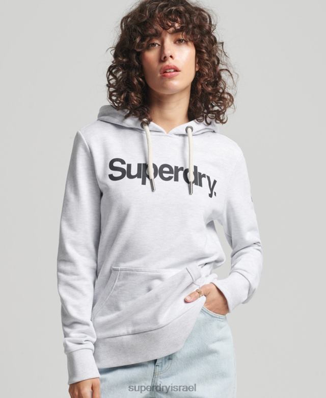 il Superdry נשים קפוצ'ון לא מוברש לוגו ליבה אפור בהיר 4LX2Z3481 הַלבָּשָׁה