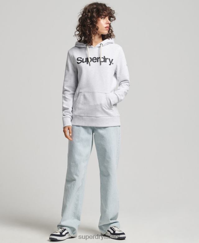 il Superdry נשים קפוצ'ון לא מוברש לוגו ליבה אפור בהיר 4LX2Z3481 הַלבָּשָׁה