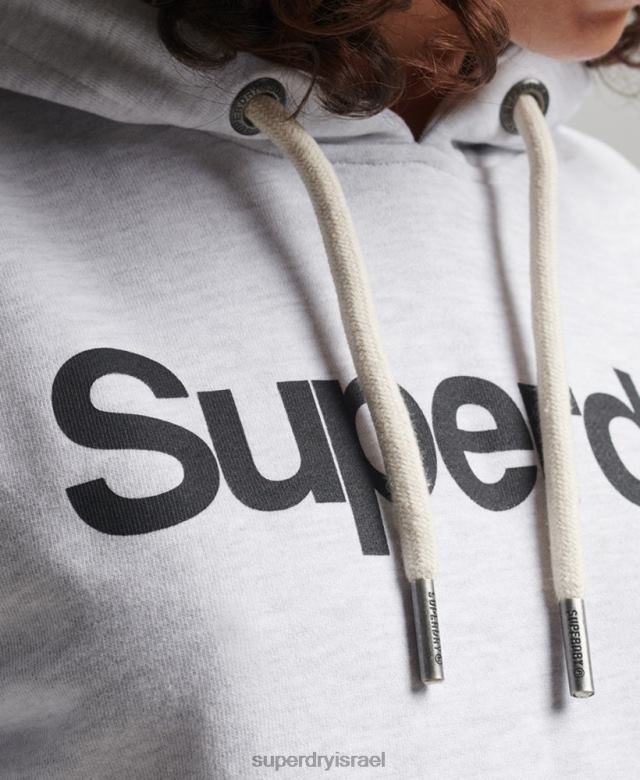 il Superdry נשים קפוצ'ון לא מוברש לוגו ליבה אפור בהיר 4LX2Z3481 הַלבָּשָׁה