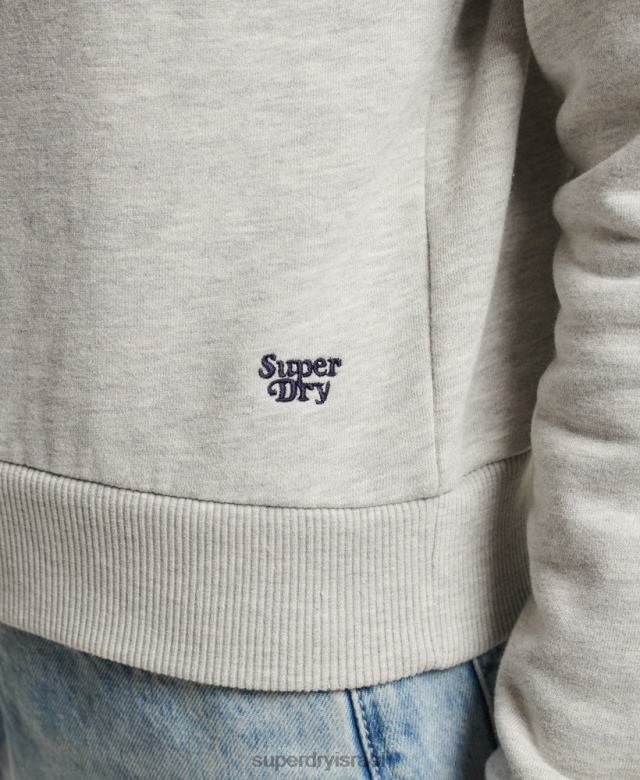 il Superdry נשים סווטשירט צוות חתוך עם פס קאלי וינטג' אפור בהיר 4LX2Z3482 הַלבָּשָׁה