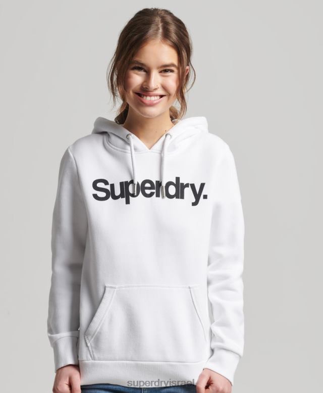 il Superdry נשים קפוצ'ון לוגו ליבה לבן 4LX2Z3484 הַלבָּשָׁה