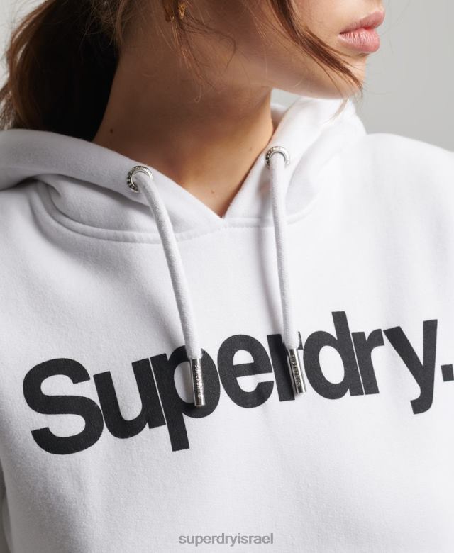 il Superdry נשים קפוצ'ון לוגו ליבה לבן 4LX2Z3484 הַלבָּשָׁה