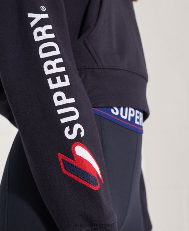 il Superdry נשים קפוצ'ון קופסא עם גרפיקת קוד חיל הים 4LX2Z3489 הַלבָּשָׁה