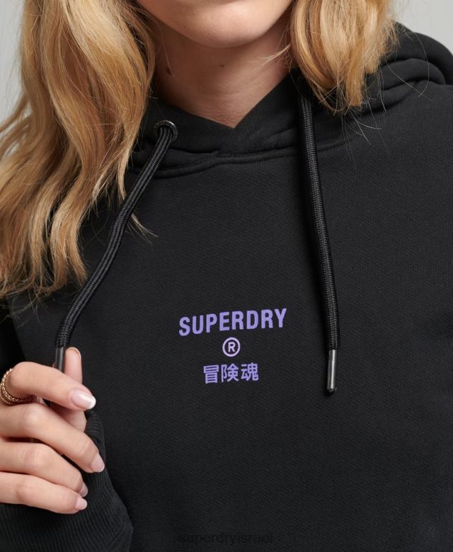 il Superdry נשים קפוצ'ון אוברסייז לוגו חצי טון שָׁחוֹר 4LX2Z3491 הַלבָּשָׁה