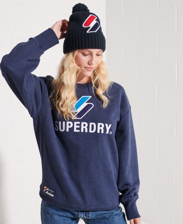 il Superdry נשים סווטשירט צוות אפליקציית לוגו קוד כְּחוֹל 4LX2Z3504 הַלבָּשָׁה