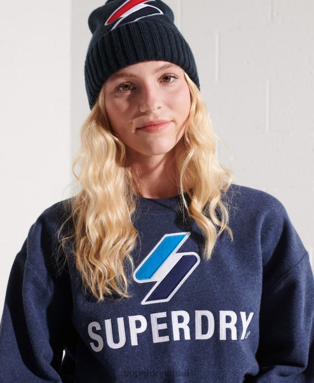 il Superdry נשים סווטשירט צוות אפליקציית לוגו קוד כְּחוֹל 4LX2Z3504 הַלבָּשָׁה