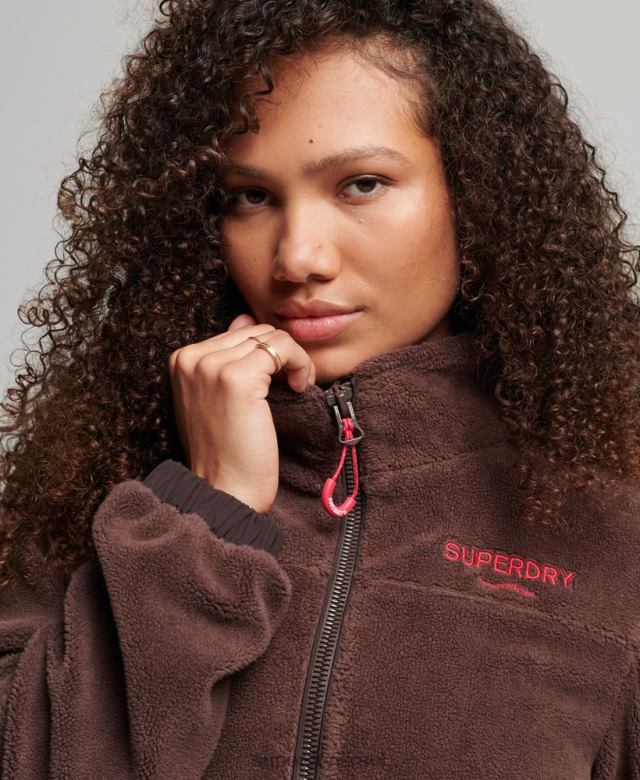 il Superdry נשים מעיל טרקר צמר חום 4LX2Z3559 הַלבָּשָׁה