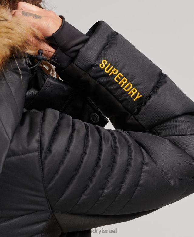 il Superdry נשים ז'קט סנו לוקס שָׁחוֹר 4LX2Z3568 הַלבָּשָׁה