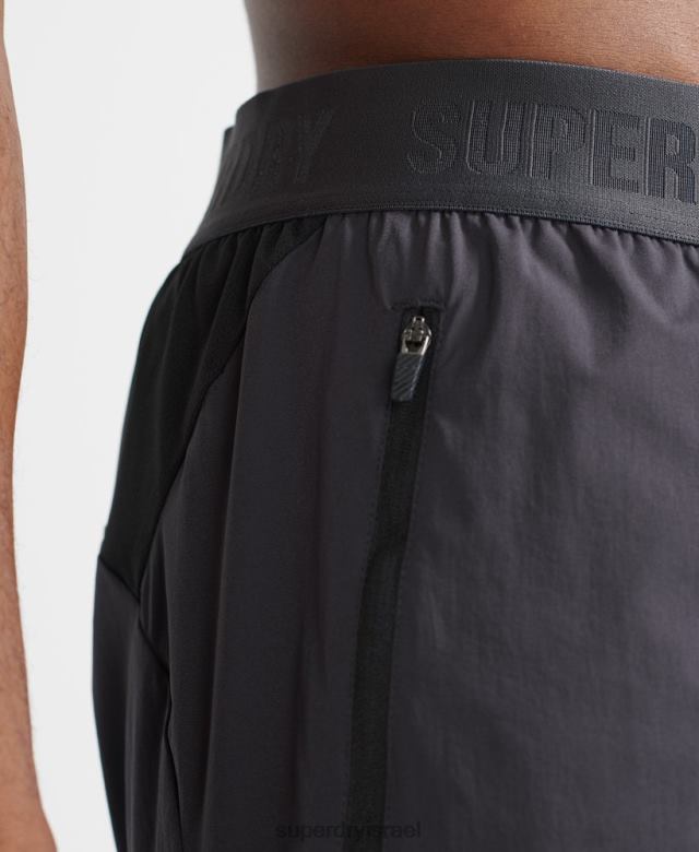 il Superdry גברים רכבת מכנסי שכבת פרימיום קצרים אפור כהה 4LX2Z356 הַלבָּשָׁה