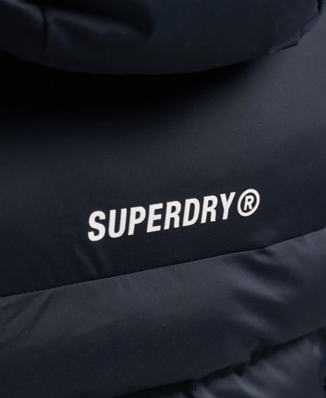 il Superdry נשים ז'קט מרופד באטימה בחום חיל הים 4LX2Z3600 הַלבָּשָׁה