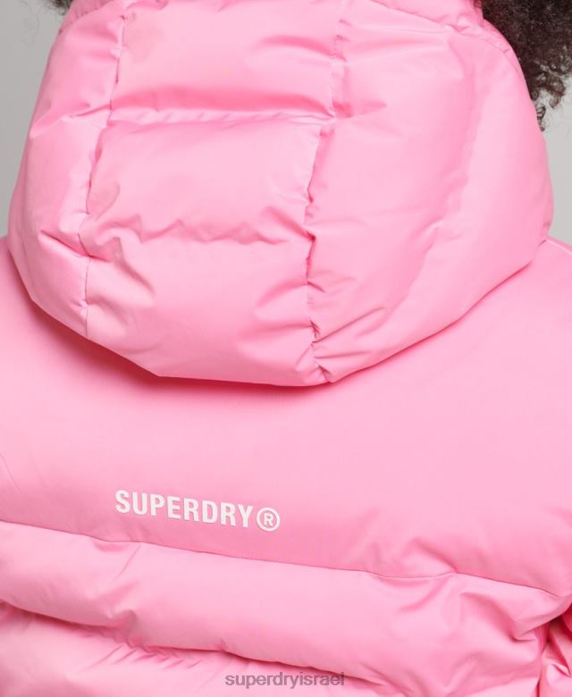 il Superdry נשים ז'קט מרופד באטימה בחום וָרוֹד 4LX2Z3631 הַלבָּשָׁה