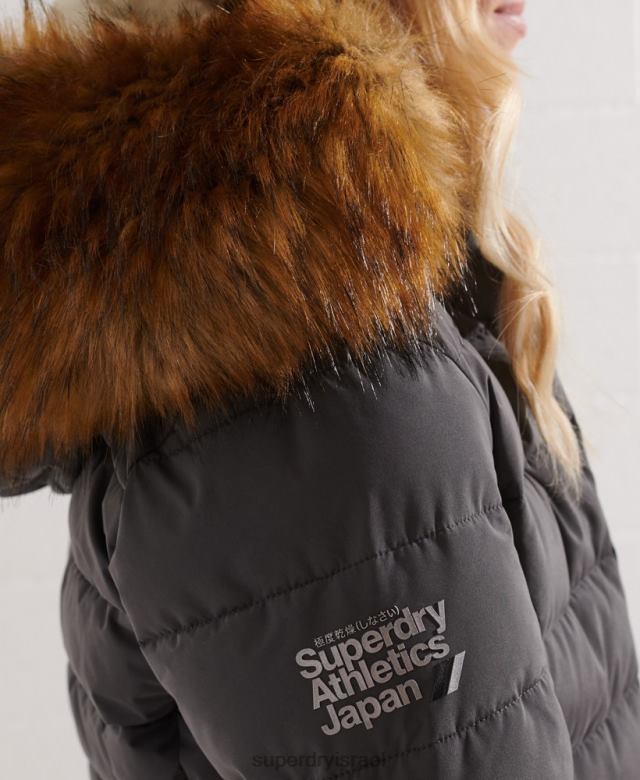 il Superdry נשים מעיל נפוח ארקטי גבוה אפור כהה 4LX2Z3645 הַלבָּשָׁה