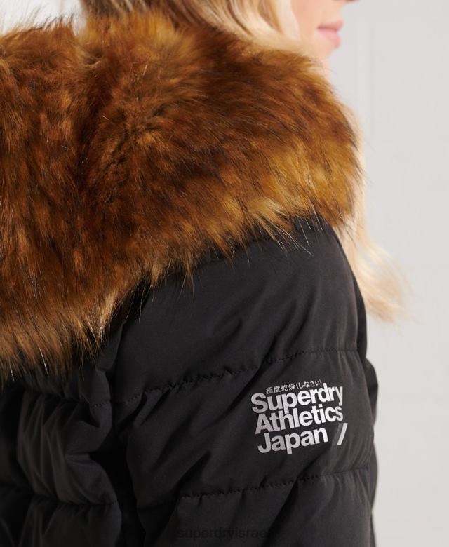 il Superdry נשים מעיל נפוח ארקטי גבוה שָׁחוֹר 4LX2Z3647 הַלבָּשָׁה