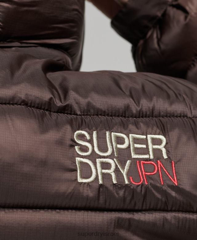 il Superdry נשים ז'קט מרופד ספורטיבי קל משקל חום 4LX2Z3708 הַלבָּשָׁה