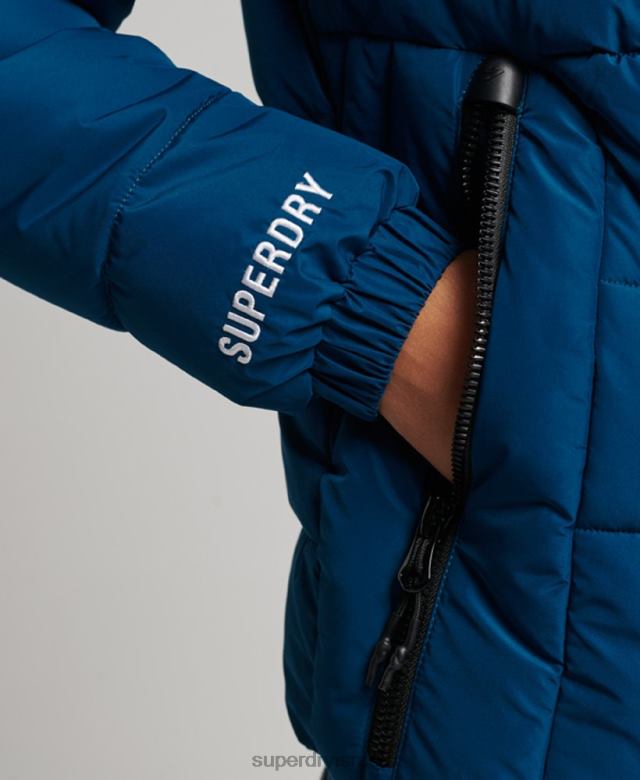 il Superdry נשים ז'קט ספורטיבי ספורטיבי עם ברדס כְּחוֹל 4LX2Z3723 הַלבָּשָׁה