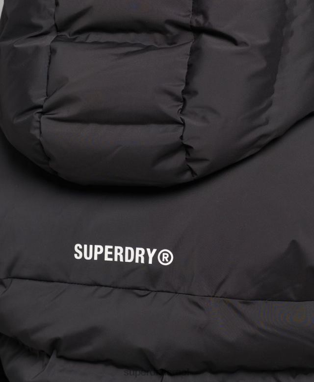 il Superdry נשים ז'קט מרופד באטימה בחום שָׁחוֹר 4LX2Z3726 הַלבָּשָׁה