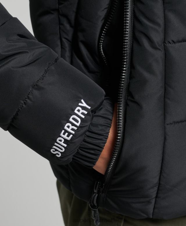 il Superdry נשים ז'קט ספורטיבי ספורטיבי עם ברדס שָׁחוֹר 4LX2Z3739 הַלבָּשָׁה