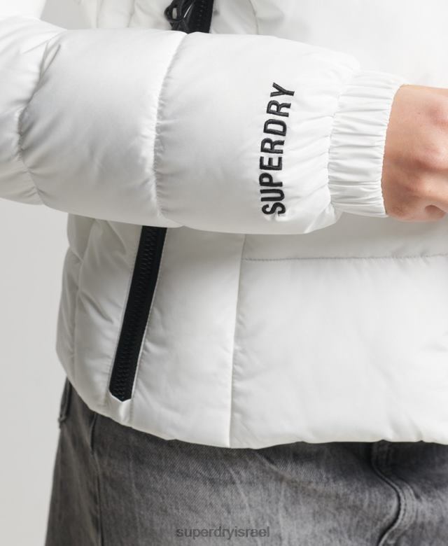 il Superdry נשים ז'קט ספורטיבי ספורטיבי עם ברדס לבן 4LX2Z3759 הַלבָּשָׁה