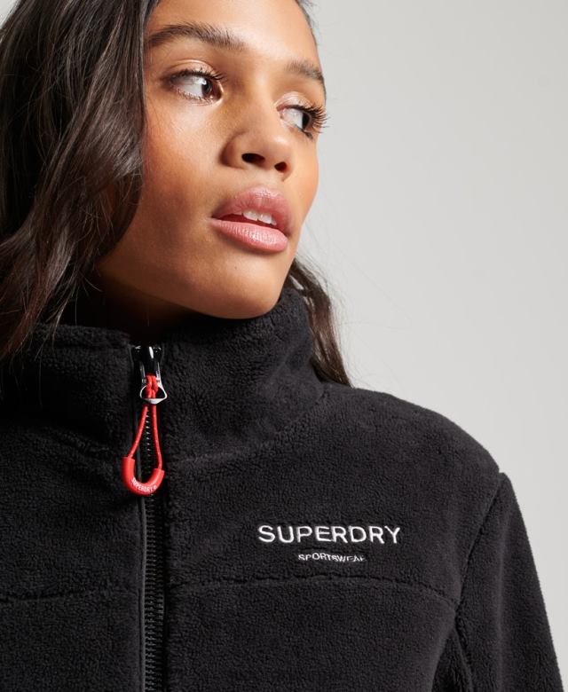 il Superdry נשים מעיל טרקר צמר שָׁחוֹר 4LX2Z3782 הַלבָּשָׁה