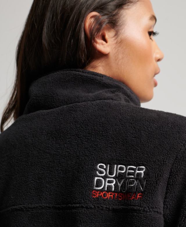 il Superdry נשים מעיל טרקר צמר שָׁחוֹר 4LX2Z3782 הַלבָּשָׁה