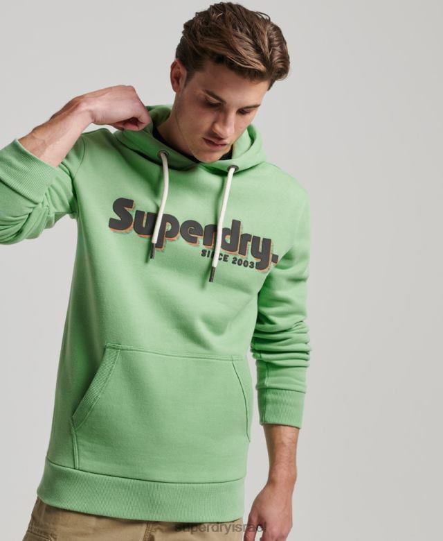 il Superdry גברים לוגו שטח קפוצ'ון קלאסי ירוק 4LX2Z38 הַלבָּשָׁה