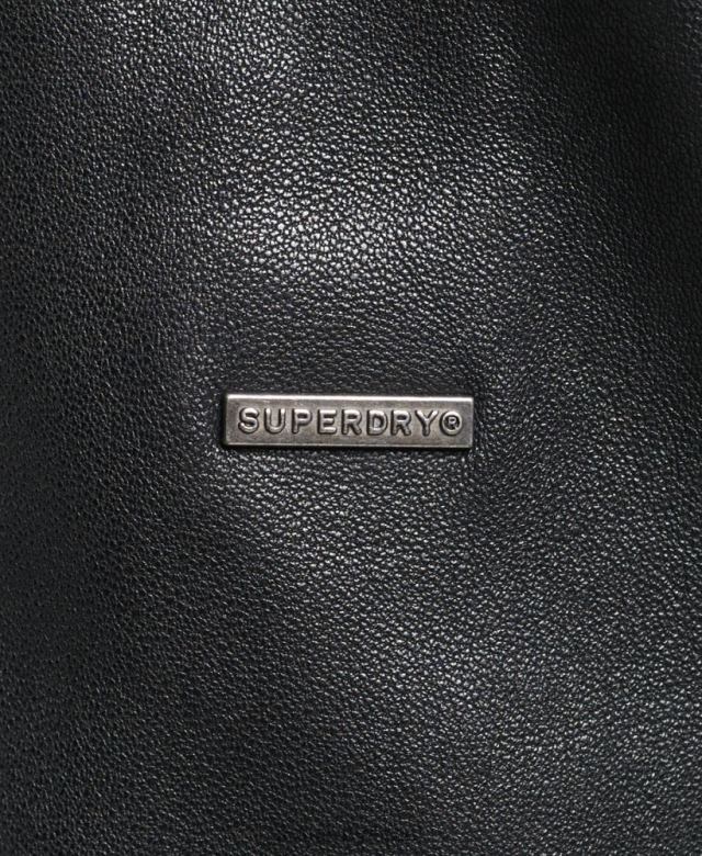 il Superdry נשים מעיל אופנוענים מעור וינטג' אפור כהה 4LX2Z3819 הַלבָּשָׁה