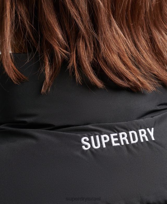 il Superdry נשים מעיל ספורט ג'לט אוברסייז שָׁחוֹר 4LX2Z3851 הַלבָּשָׁה