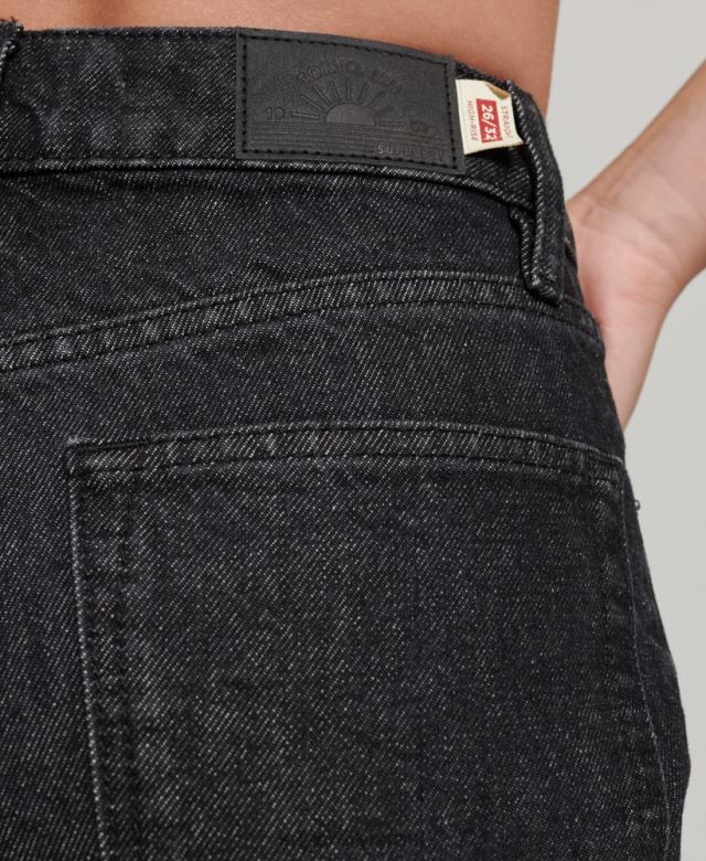 il Superdry נשים ג'ינס ישר מכותנה אורגנית שָׁחוֹר 4LX2Z3864 הַלבָּשָׁה