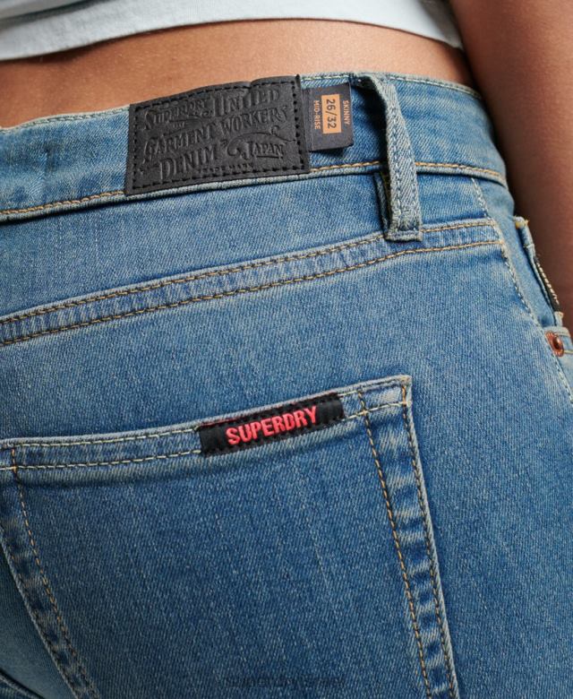 il Superdry נשים ג'ינס סקיני וינטג' מכותנה אורגנית בגזרה בינונית כְּחוֹל 4LX2Z3865 הַלבָּשָׁה