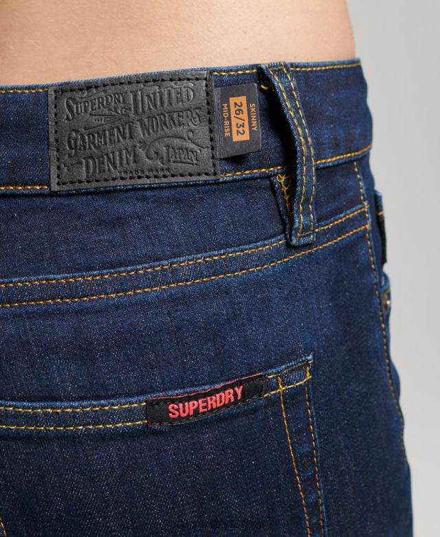 il Superdry נשים ג'ינס סקיני וינטג' מכותנה אורגנית בגזרה בינונית כחול כהה 4LX2Z3877 הַלבָּשָׁה