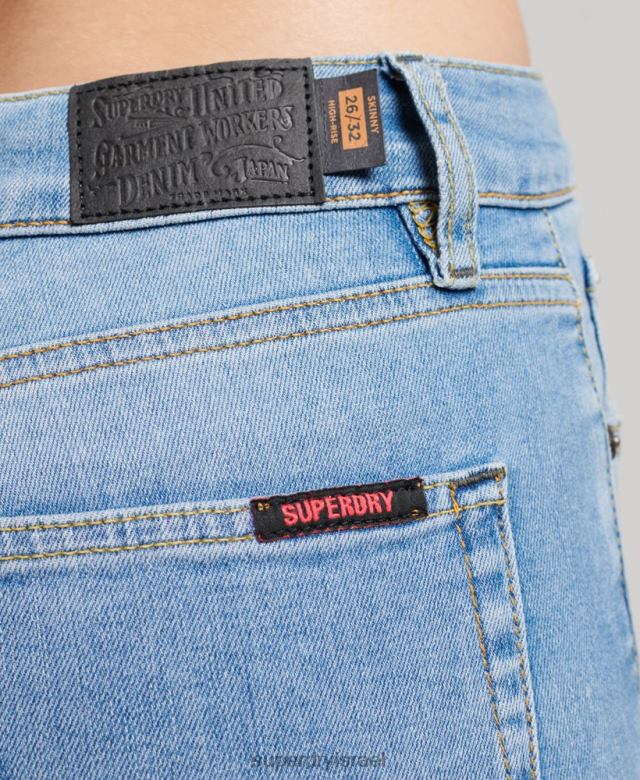 il Superdry נשים ג'ינס סקיני ג'ינס בגזרה גבוהה מכותנה אורגנית כחול בהיר 4LX2Z3878 הַלבָּשָׁה