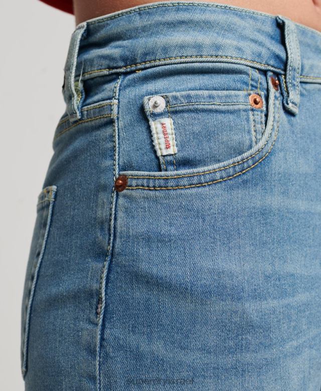 il Superdry נשים ג'ינס סקיני ג'ינס בגזרה גבוהה מכותנה אורגנית כְּחוֹל 4LX2Z3880 הַלבָּשָׁה