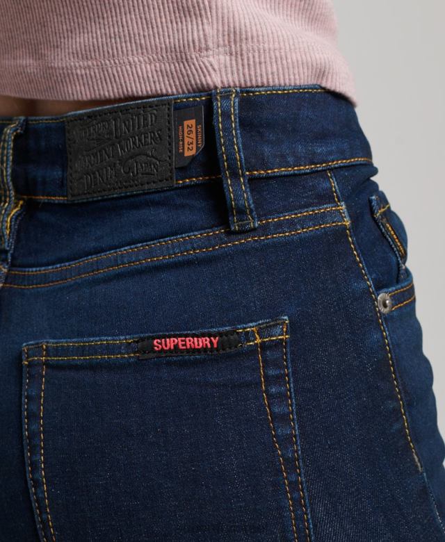 il Superdry נשים ג'ינס סקיני ג'ינס בגזרה גבוהה מכותנה אורגנית כחול כהה 4LX2Z3891 הַלבָּשָׁה