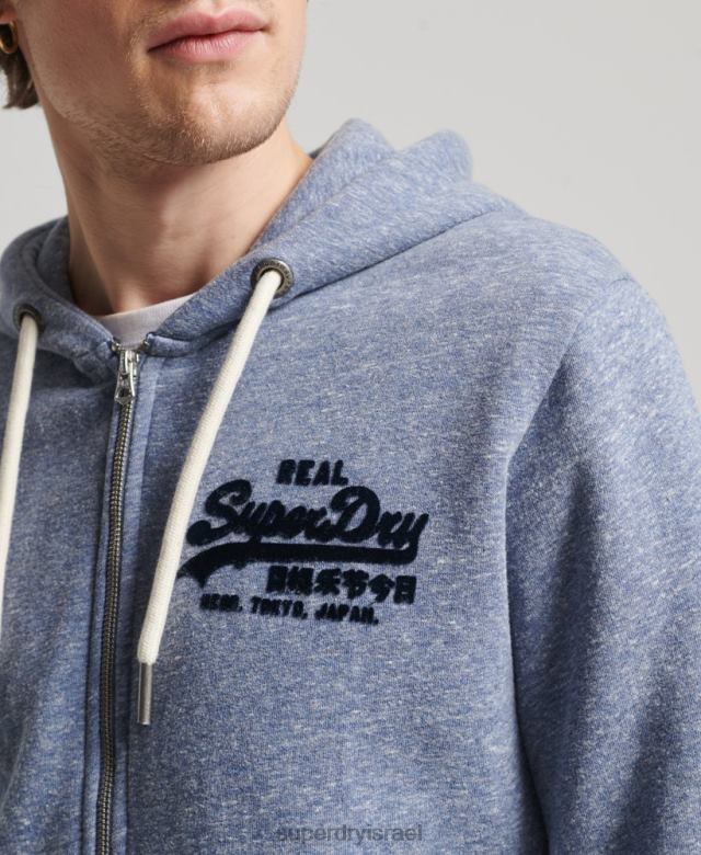 il Superdry גברים קפוצ'ון רוכסן לוגו וינטג' כְּחוֹל 4LX2Z39 הַלבָּשָׁה