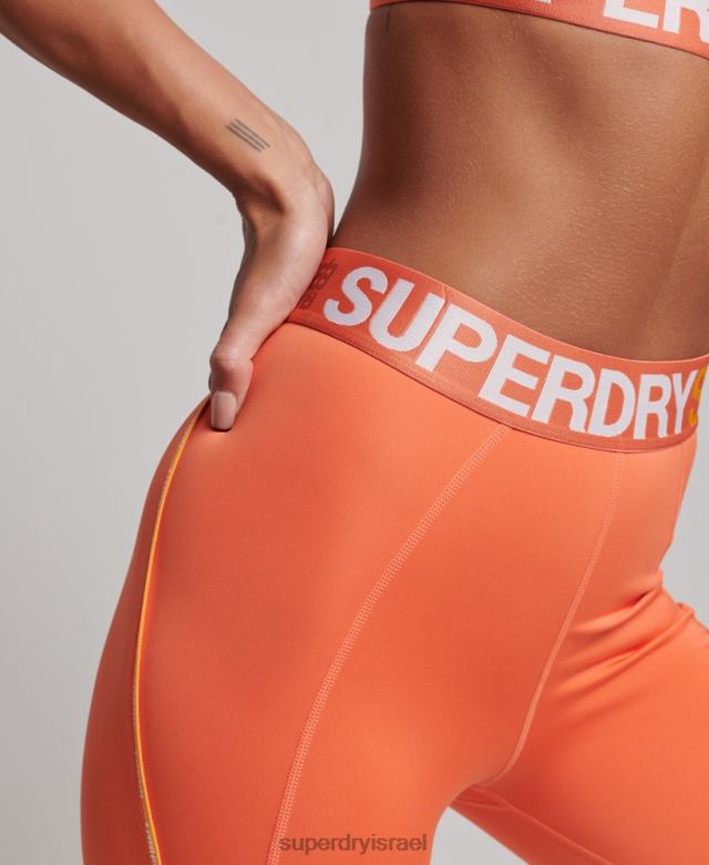 il Superdry נשים רכבת חותלות צמודות אלסטיות ממותגות תפוז 4LX2Z4062 הַלבָּשָׁה