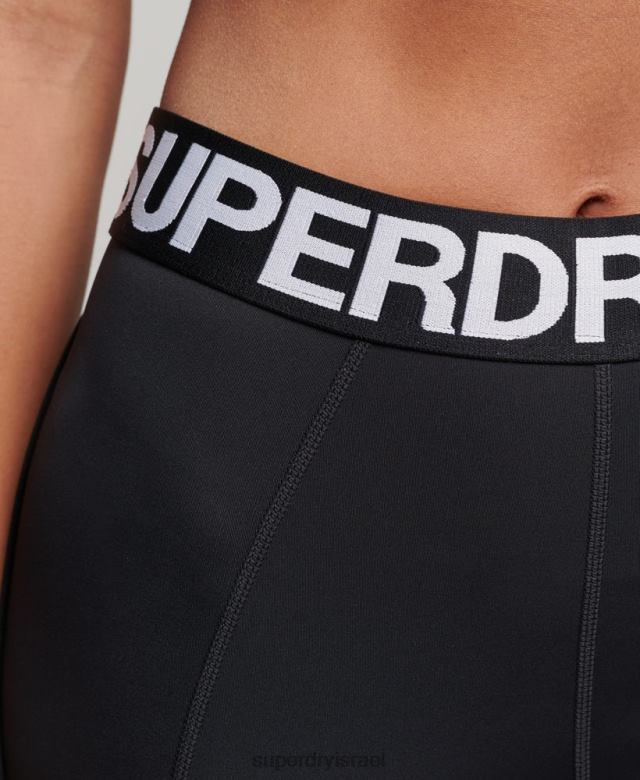 il Superdry נשים רכבת חותלות צמודות אלסטיות ממותגות שָׁחוֹר 4LX2Z4082 הַלבָּשָׁה