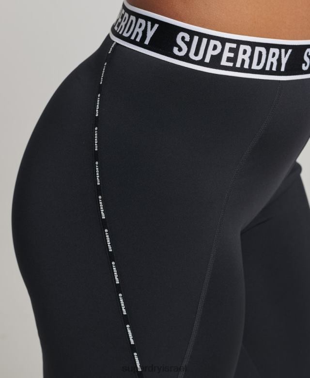 il Superdry נשים רכבת חותלות אלסטיות ממותגות שָׁחוֹר 4LX2Z4086 הַלבָּשָׁה