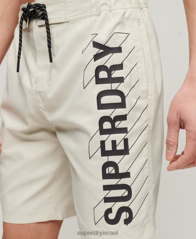 il Superdry גברים מכנסי לוח ממוחזרים לבגדי ספורט בז' 4LX2Z41 הַלבָּשָׁה