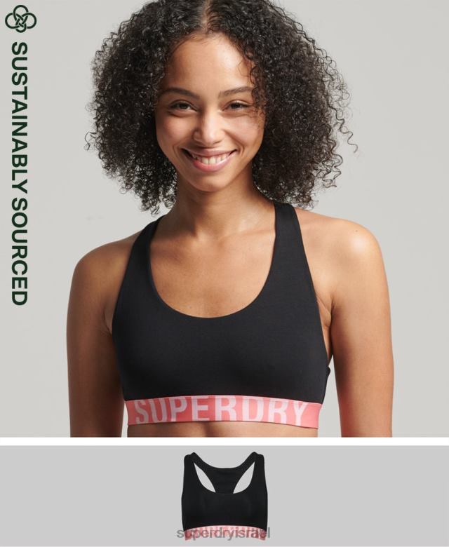 il Superdry נשים ברלט לוגו גדול מכותנה אורגנית שָׁחוֹר 4LX2Z4219 הַלבָּשָׁה