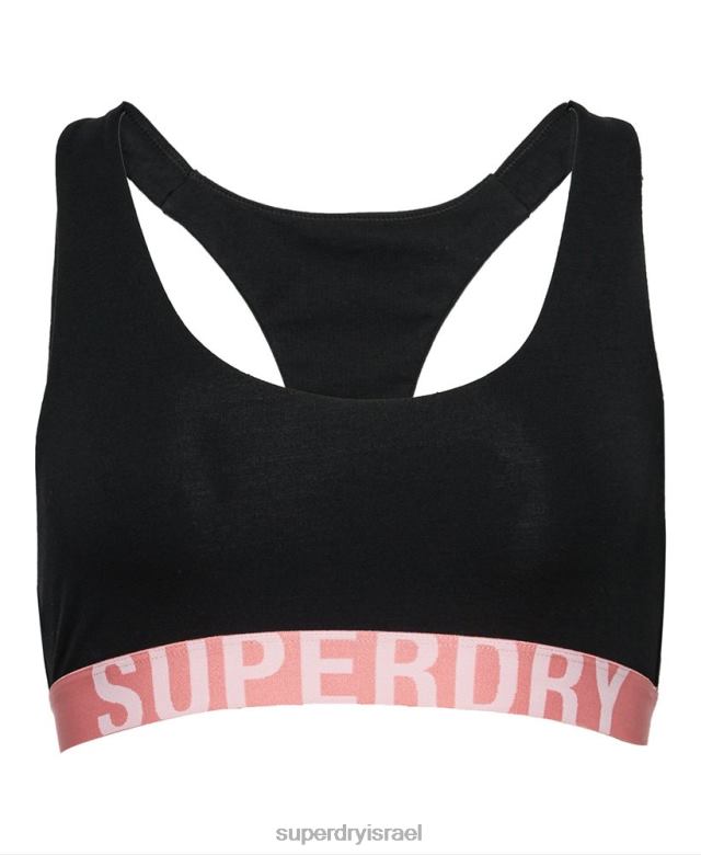 il Superdry נשים ברלט לוגו גדול מכותנה אורגנית שָׁחוֹר 4LX2Z4219 הַלבָּשָׁה