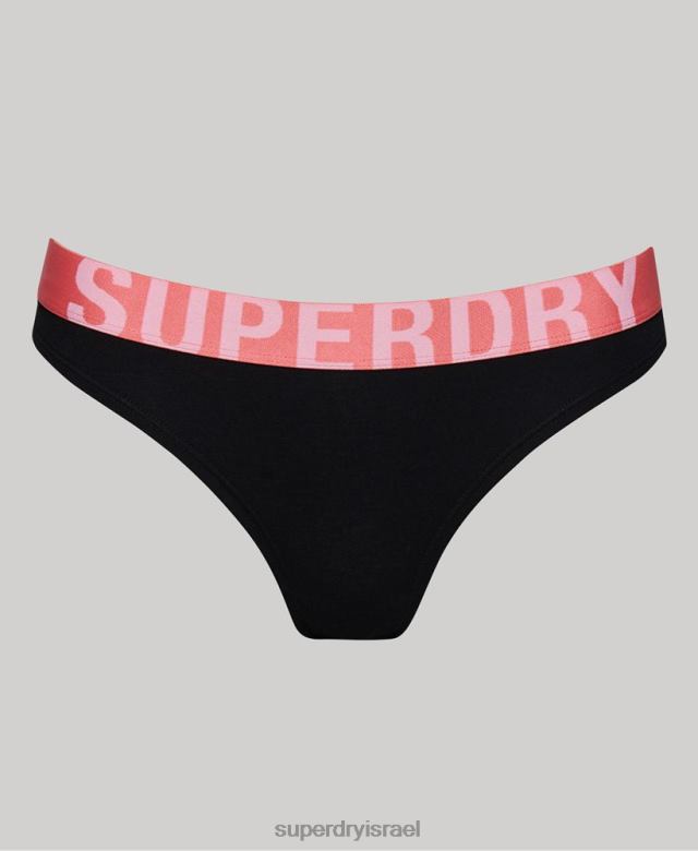 il Superdry נשים תחתוני ביקיני גדולים מכותנה אורגנית שָׁחוֹר 4LX2Z4220 הַלבָּשָׁה