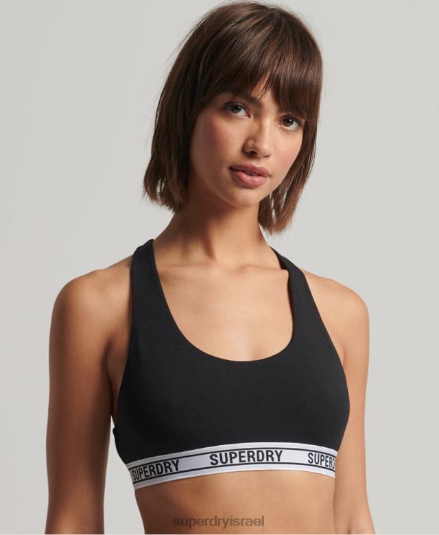 il Superdry נשים ברלט קצוץ כותנה אורגנית שָׁחוֹר 4LX2Z4338 הַלבָּשָׁה